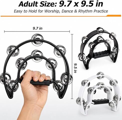 4 PCS Wood Tambourines for Adults Hand Held Wooden Tambourine with 4" 6" 8" 10", Single Row Metal Jingles Circular Percussion Drum Musical Rhythm Instrument for Educational, KTV, Party, Dance, Church in Kuwait