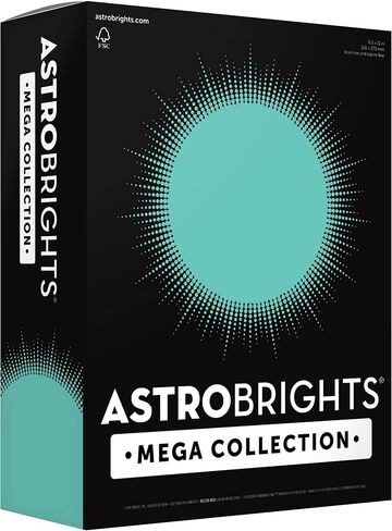 مجموعة Astrobrights Mega من بطاقات ملونة، لون أزرق فاتح، 320 ورقة، 29.5 كجم، 176 جم، 21.5 سم × 27.94 سم - المزيد من الملاءات! (91746) in Kuwait