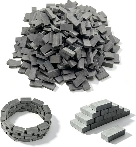Woohome 500 PCS Mini Red Wall Bricks Gray Mini Bricks Tiny Bricks with Scraper for Landscaping, Miniature Bricks Figurine Fake Bricks for Mini Garden Accessories, 1:16 Scale in Kuwait