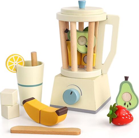PairPear Pop up Toaster Play Kitchen Playset - Wooden Toy Food 11 Accessories for Kids in Kuwait
