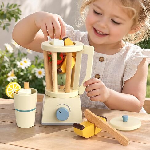 PairPear Pop up Toaster Play Kitchen Playset - Wooden Toy Food 11 Accessories for Kids in Kuwait
