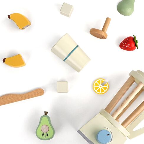 PairPear Pop up Toaster Play Kitchen Playset - Wooden Toy Food 11 Accessories for Kids in Kuwait