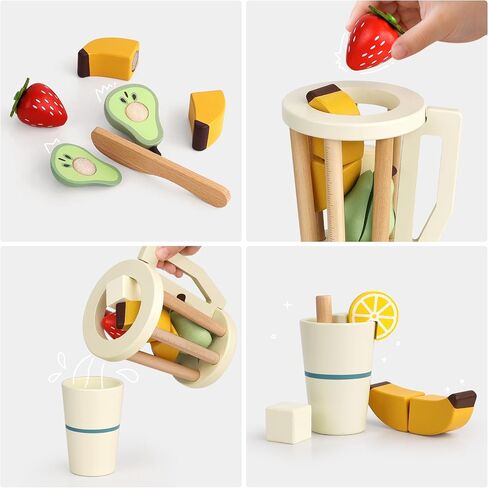 PairPear Pop up Toaster Play Kitchen Playset - Wooden Toy Food 11 Accessories for Kids in Kuwait