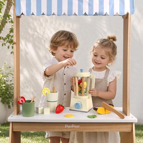 PairPear Pop up Toaster Play Kitchen Playset - Wooden Toy Food 11 Accessories for Kids in Kuwait