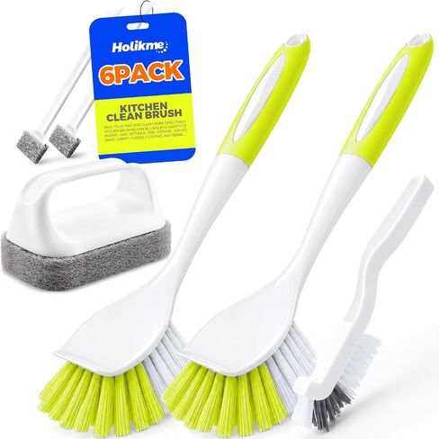 Holikme Dish Brush Cleaning Brush Set for Cleaning Groove Gap,Green | Dish Brush Set Cleaning Brush Set, Scouring Pad for Cleaning, Groove Gap Brushes for Pot, Pan, Abrasive Wheel Brushes in Kuwait