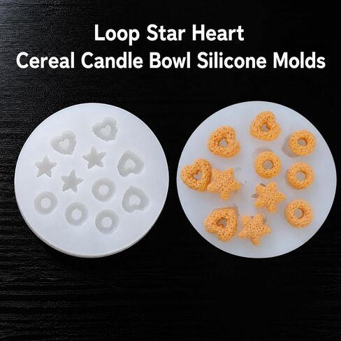 2 pcs Silicone Cereal Candle Molds Star Heart Wax Rings Lucky Charms Candle Molds (Pack of 2) in Kuwait