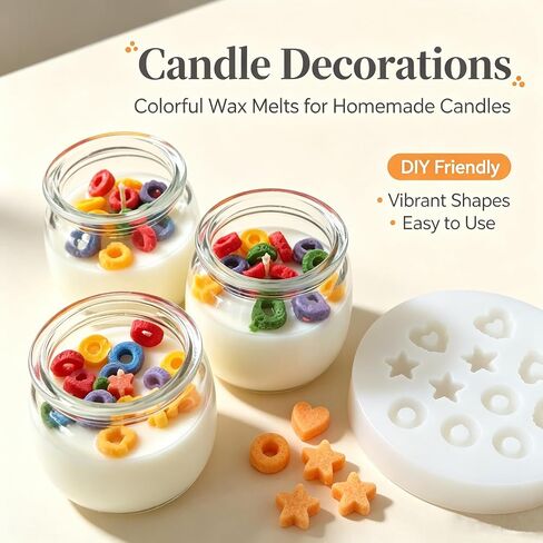 2 pcs Silicone Cereal Candle Molds Star Heart Wax Rings Lucky Charms Candle Molds (Pack of 2) in Kuwait