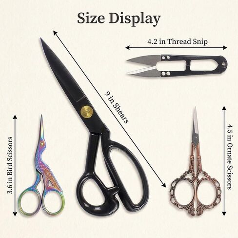 BIHRTC Professional 9 inch Dressmaking Tailor Scissors Small Embroidery Scissors Sharp Fabric Sewing Shears Scissor for Cloth Altering Leather Threading Cutting and Artwork in Kuwait