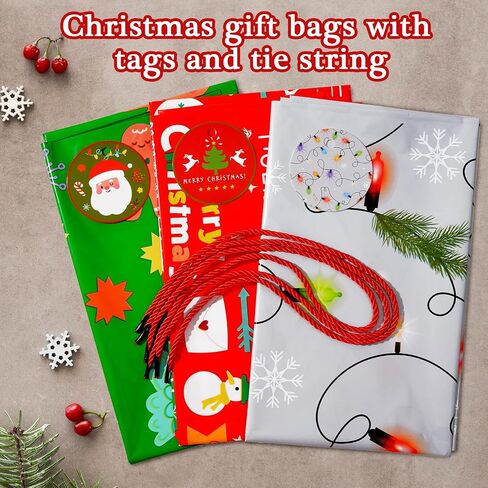 Jumbo Christmas Gifts Bags (36x56inch), 2 Pieces Extra Large Christmas Gift Bags with Tag & Tie, Giant Gift Bags for Huge Christmas Gifts Decoration, Big Gift Bags for Large Gifts Kids Toys Goodie Supplies in Kuwait