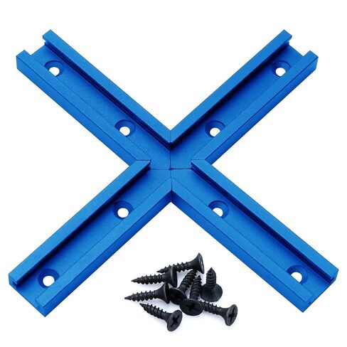 Aluminum 36 Inch T-Track with Wood Screws–Double Cut Profile Universal with Predrilled Mounting Holes -Woodworking and Clamps–Frosted Surface Anodized - 2 PK (Blue) in Kuwait
