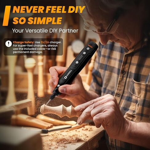 HARDELL Mini Cordless Rotary Tool 4V, 5-Speed Rotary Tool Kit with 86 Accessories, Power Rotary Tool for Cutting, Engraving, Sanding, Drilling, Polishing, Small Wood Carving tool or DIY Crafts(Black) in Kuwait