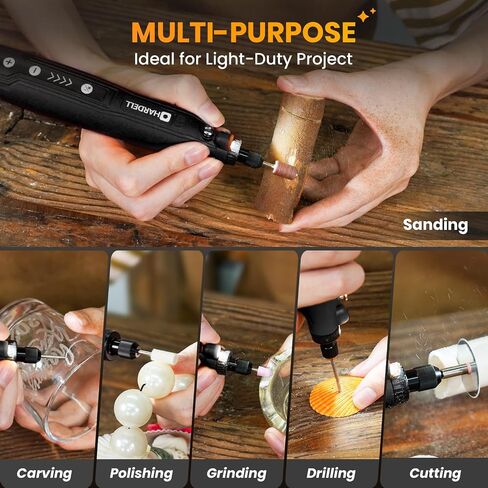 HARDELL Mini Cordless Rotary Tool 4V, 5-Speed Rotary Tool Kit with 86 Accessories, Power Rotary Tool for Cutting, Engraving, Sanding, Drilling, Polishing, Small Wood Carving tool or DIY Crafts(Black) in Kuwait