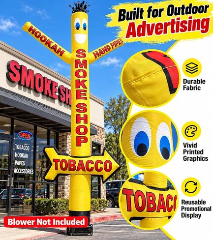 20Ft Tall Smoke Shop Air Inflatable Tube Man Dancer With Arrow | Hookah Hand Pipes Dancing Perfect Way to Get Your Business Brand Noticed Tube Puppet Guy 20ft Sky Dancers Without Blower | Arrow Dancer in Kuwait