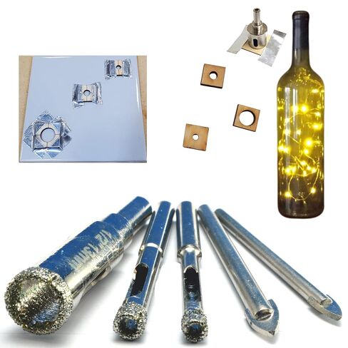 1/2" Glass Drill Bit for Bottles - Diamond Hole Saw for Bottle Lights & Lamp Kits - Drill Guide for Straight Holes in Kuwait