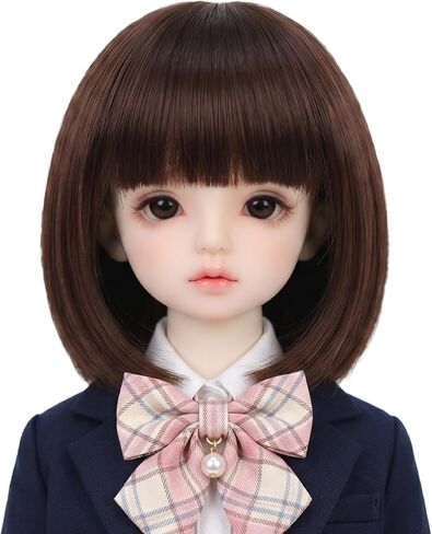 miss u hair 7-8 Inch 1/4 BJD Doll Wig MSD DOD Pullip Dollfie Doll Wig DIY Handmade Accessories (BOB Dark Brown, 1/4) in Kuwait