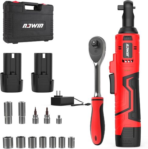 NAWIN 16.8V Electric Ratchet Wrench with LED Light, Ultimate Mechanic Tool Set, cordless ratchet, Durable Battery Ratchet Wrench 3/8", Power Ratchet Tool Kit,Quick Charge & High Torque in Kuwait