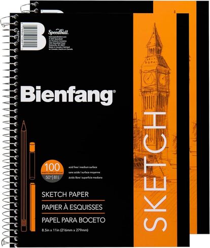 Bienfang Sketch Pad 8.5" x 11" 50lb, 81 GSM, 100 Sheets (2-Pack) - Wire Bound Art Sketch Book Drawing Notebook in Kuwait