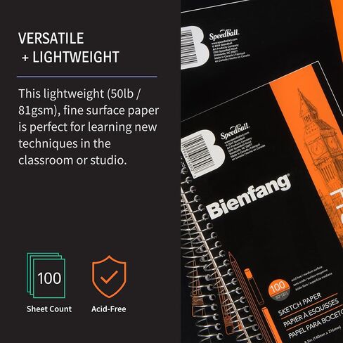 Bienfang Sketch Pad 8.5" x 11" 50lb, 81 GSM, 100 Sheets (2-Pack) - Wire Bound Art Sketch Book Drawing Notebook in Kuwait
