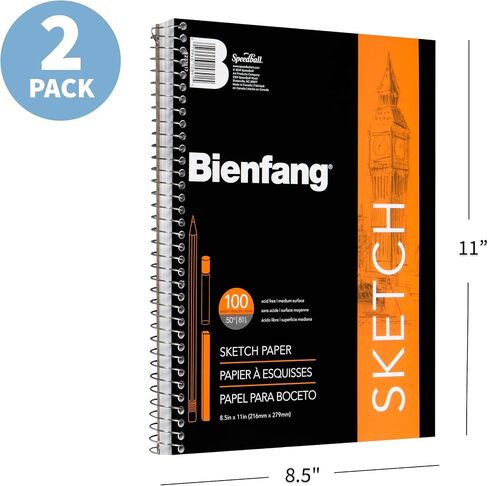 Bienfang Sketch Pad 8.5" x 11" 50lb, 81 GSM, 100 Sheets (2-Pack) - Wire Bound Art Sketch Book Drawing Notebook in Kuwait