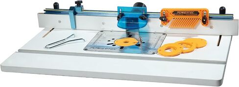 POWERTEC 71913 واقي لقمة التوجيه بالحجم الكامل مع منفذ غبار لطاولة جهاز التوجيه مقاس 2.5 بوصة و2-PC جهاز توجيه سياج/لوح ريش طاولة جهاز توجيه in Kuwait
