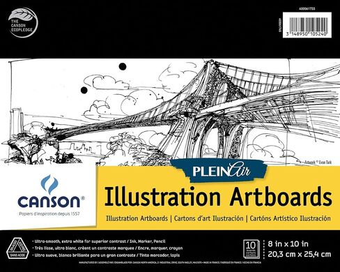 ورق توضيحي من سلسلة Canson Artist Plein Air، لوح فني قابل للطي، مقاس 8 × 10 بوصة، 10 أوراق - ورق فنان للبالغين والطلاب - قلم رصاص ملون، قلم تحديد، حبر، قلم in Kuwait