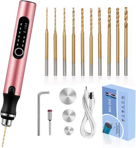 3-Speed Cordless Mini Drill Pen With 8 Small Drill Bits,Rechargeable Electric Hand Drill Pin Vise,Resin Drill Set For Jewelry Making,Resin,Plastic,Wood,Keychains DIY in Kuwait