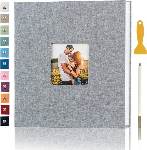 Photo Album Self Adhesive Pages for 4x6 5x7 8x10 Pictures Magnetic Scrapbook Photo Albums with Sticky Pages Books with A Metallic Pen for Baby Wedding Family 11x10.6 Black 40 Pages in Kuwait