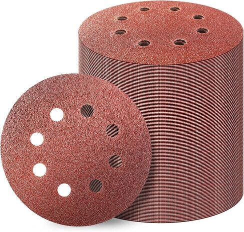 100PCS 5 Inch 8 Hole Hook and Loop Sanding Discs Sandpaper, 60 80 120 180 240 320 400 Grits Sand Paper for Random Orbital Sander in Kuwait