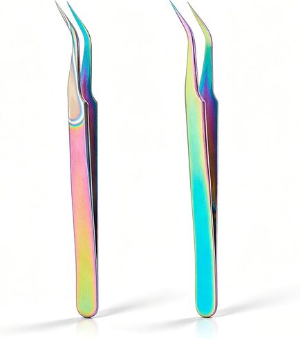UNICRAFTALE 4pcs 2 Styles Stainless Steel Curved Pointed Craft Tweezer Rainbow Eyelash Tweezers Clips Sticker Picking Tool Tweezer for DIY Craft Precision Tweezers Jewelry Making in Kuwait