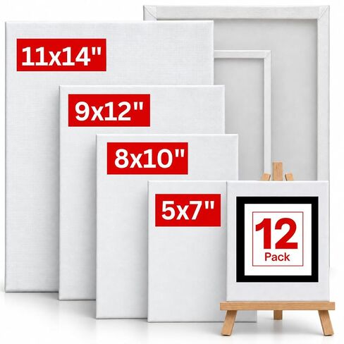 [12 Pack] Blank Canvas for Painting | Art Canvases for Painting & Crafts in Kuwait