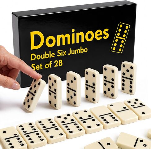 CHH Black/Cream Color Double 6 Jumbo Size Domino Tiles in Snap Vinyl Case in Kuwait
