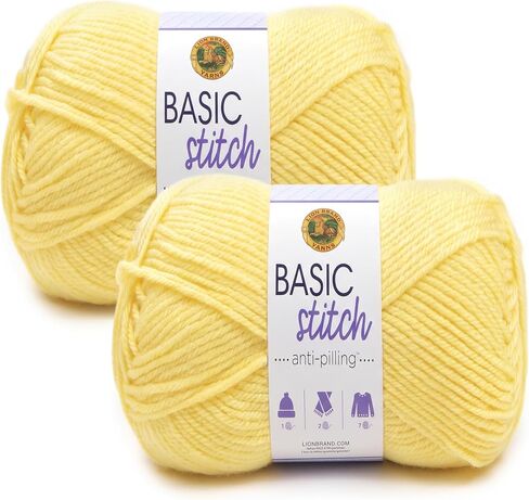 Lion Brand Yarn Basic Stitch Anti-Pilling Knitting Yarn, Yarn for Crocheting, 1-Pack, White in Kuwait