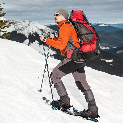 G2 21/25/30 Inches Light Weight Snowshoes for Women Men Youth, Set with Trekking Poles, Carrying Bag, Snow Baskets, Special EVA Padded One-Pull Binding, Heel Lift, Toe Box, Orange/Blue/Red Available in Kuwait