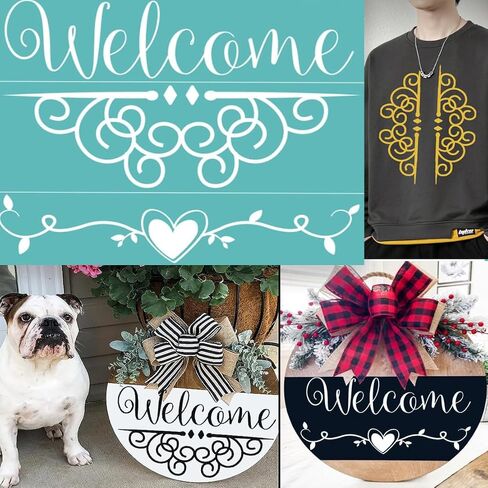 12inch x 12inch Welcome Welcome-ish Sunflower Reusable Silk Screen Stencils, Self-Adhesive Silkscreen Printing Stencil for Home Decor,Paint on Wood Frame/Fabric/Wall/Cup/Plate/Glass/Paper/Door Hanger in Kuwait