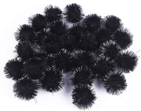 YYCRAFT 200pcs Glitter Tinsel Pom Poms Sparkle Balls for DIY Craft/Party Decoration/Cat Toys(15mm,Black) in Kuwait