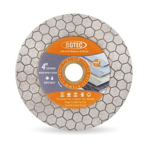 BGTEC Diamond Saw Blades, 4.5"/115mm Cut-Off Wheel for Ceramic Tile, Porcelain Tile, Marble, Artificial Stone, Hexagon Double-Sided,2pcs in Kuwait