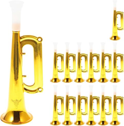 Toyvian Toy Trumpet Childrens Trumpet Toy 14pcs Plastic Trumpet Kids Trumpet Instrument Party Noise Makers Kids Birthday Party Favors Golden Kids Trumpet Toy Trumpet Party Air Horn in Kuwait