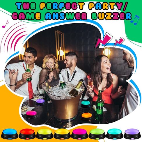 Xuhal 8 Pcs Buzzers for Trivia Games Show Buzzers Recordable Answer Buzzers with Number Recordable Button Gift for Christmas Office Home Trivia Nights, 8 Colors in Kuwait