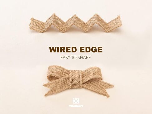 Vitalizart Burlap Ribbon Wired 1 Inch x 12 Yard Natural Burlap Fabric Jute Ribbon for Gift Wrapping Home Decor Wedding Decor Fall Decor Burlap Bows Flower Bouquet Christmas Tree in Kuwait