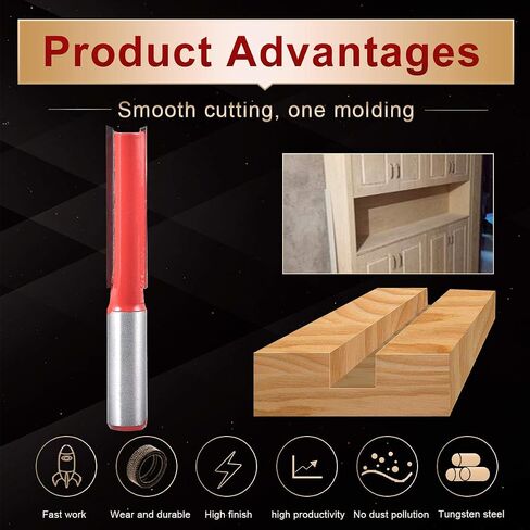 KATUR Long Straight Router Bit, Flush Trim Pattern Router Bit with 1/2 Inch Shank, Woodworking Milling Cutter (1/2" Shank, 1/2" Width, 3" Depth) in Kuwait