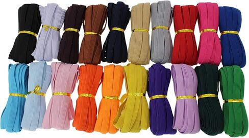 Assorted-Color Knit Elastic Band for Sewing 40 Yards 1inch-25mm Flat Heavy Stretchy Elastic Straps Elastic Band Spool for DIY Craft-Bedspread-Clothing-Pants Waistband-Wigs-Skirts- DIY Projects in Kuwait