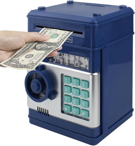 Piggy Bank Electronic Mini ATM for Kids Toy, Safe Money Saving Box Coin Banks Password Code Lock for Children, Boys Girls Ideal Gift (Black) in Kuwait