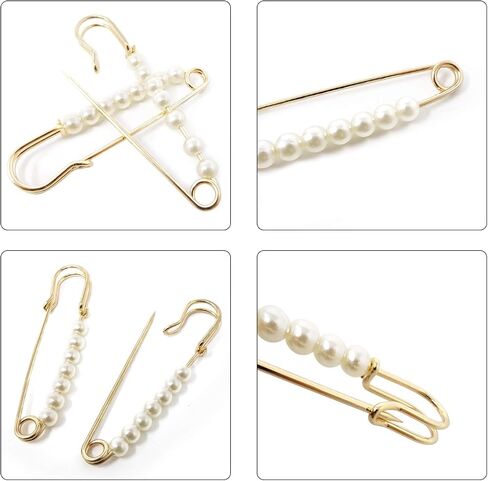 Honbay 4PCS 7cm/2.76inch Fashion Faux Pearl Brooch Pins Safety Pins in Kuwait