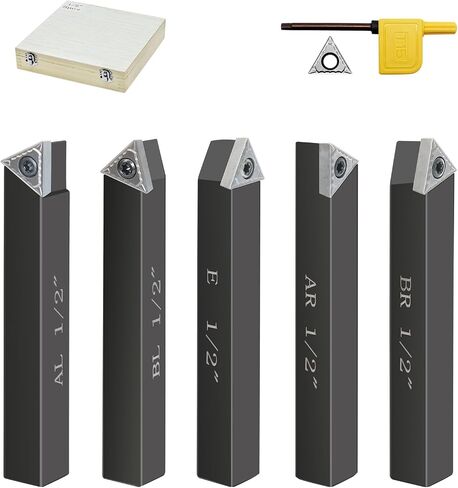 Metal Lathe Cutting Tools,5 Sets of 3/8" Carbide Metal Cutting Tool Bits Kit,Indexable Lathe Turning Tool,Carbide Lathe Tools For Metal in Kuwait