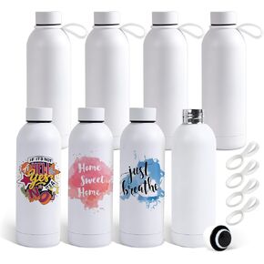 PlanetFlame 8 Pack 17 oz Sublimation Tumblers Bulk, Double-wall Insulated Stainless Steel Water Bottle Sublimation with Silicone Ring, Matte Rose in Kuwait