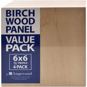 Ampersand Art Supply Birch Wood Art Painting Panels, 7/8 Inch Cradled Profile, 9"x12", 3 Boards per Package in Kuwait