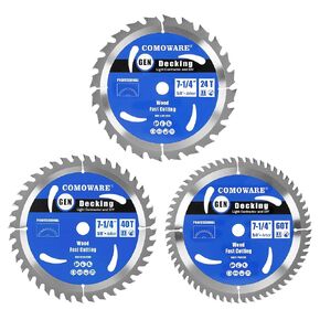 COMOWARE Combo 3Pack Circular Saw Blades with 5/8" Arbor, TCT ATB 24T Framing, 40T Crosscutting, 60T Finish Saw Blade in Kuwait