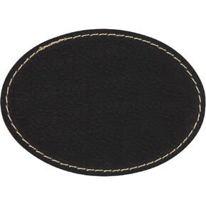 Oval Laserable Leatherette Patch with Adhesive, Blank Hat Patches, Glowforge Laser Supplies, Faux Leather, 10 Pack,Black/Gold in Kuwait