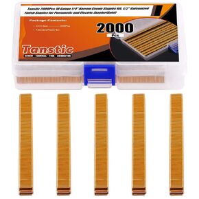 Tanstic 2800 قطعة 18 قياس 1/4 بوصة مجموعة دبابيس ذات تاج ضيق، 1/2 بوصة، 3/4 بوصة، 1 بوصة دبابيس ذات تاج ضيق مجلفن شديد التحمل للدباسة الكهربائية الهوائية (ذهبي) in Kuwait
