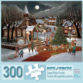 Bits and Pieces - 300 Large Piece Jigsaw Puzzle for Adults - Spirit of Christmas - 300 pc Holiday Church Jigsaw by Artist H. Hargrove in Kuwait